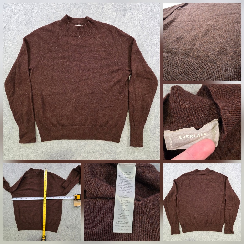 Everlane Sweater Womens Medium Brown Cashmere Mock Neck Knit Pullover Relaxed